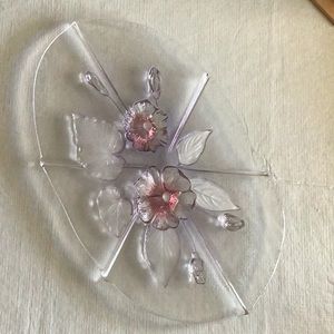 Beautiful Vintage Etched Design Glass Platter - Great for Charcuterie!